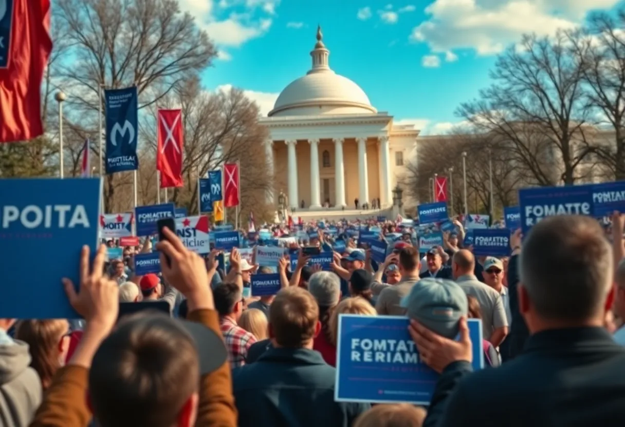 Crowd at a political rally in Washington D.C.