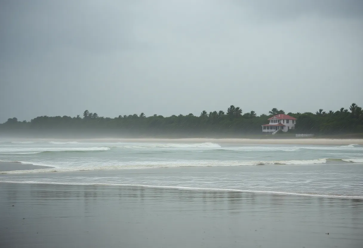 Heavy rainfall and stormy weather on Hilton Head Island due to Hurricane Rafael.