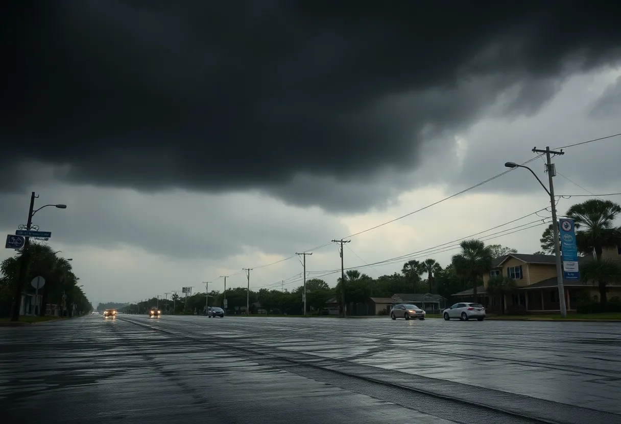 Heavy rainfall causing flash flooding in South Carolina streets
