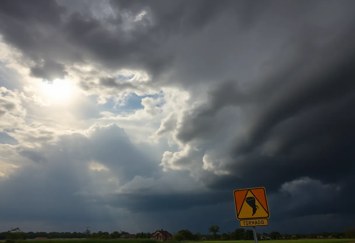 Dramatic sky depicting Springfield's dynamic weather with contrasting sunny spots and dark clouds.