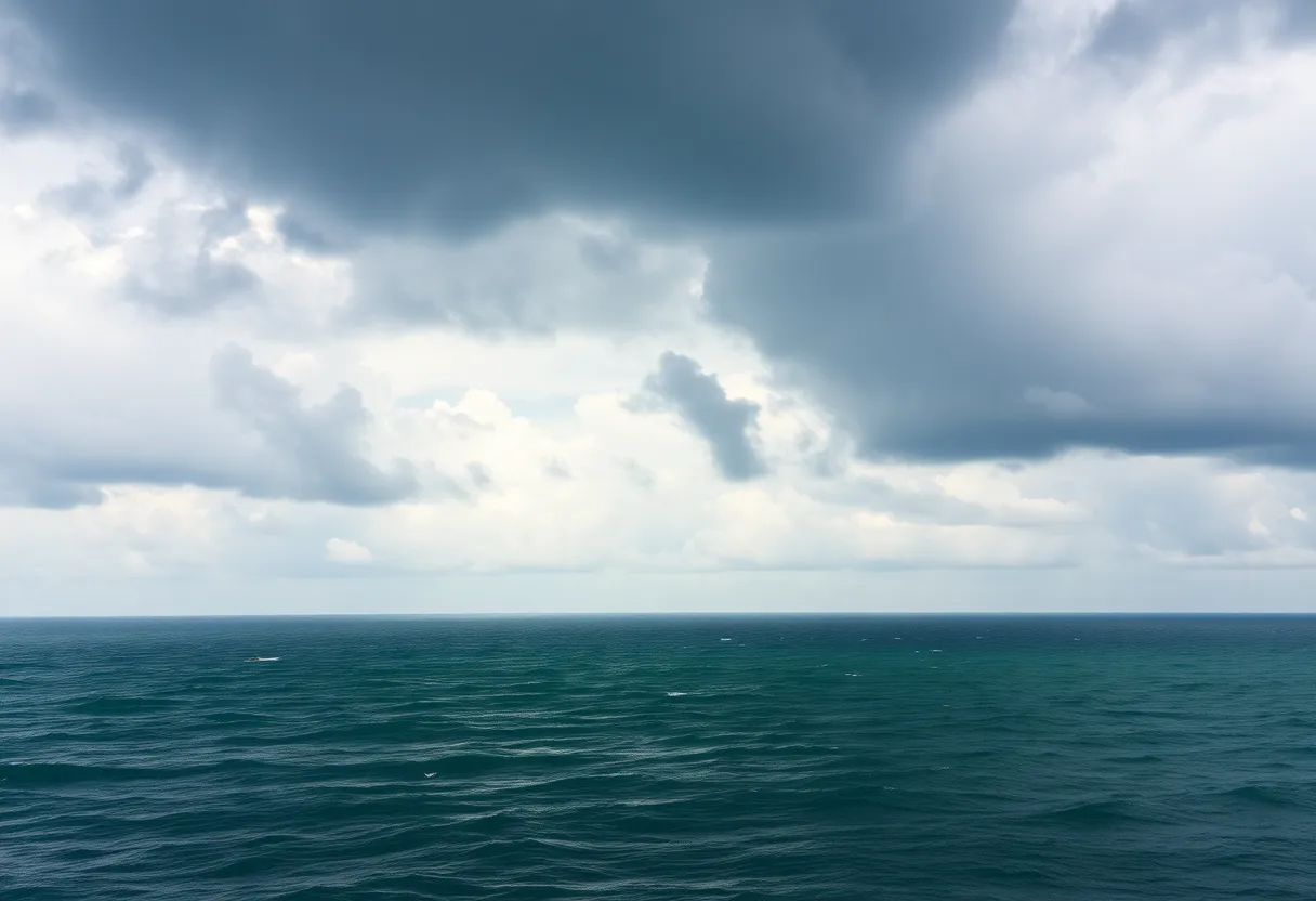 Dramatic clouds and winds of Tropical Storm Rafael over the Gulf of Mexico