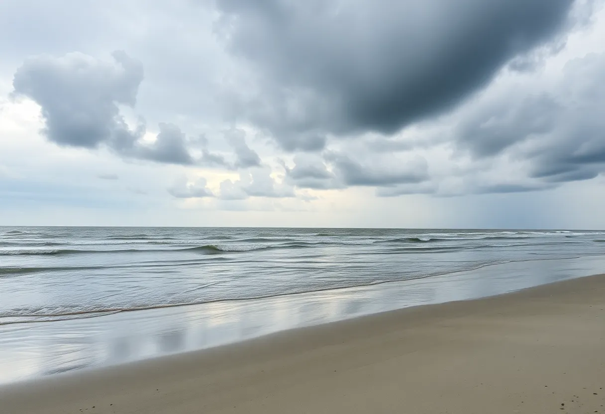 A beach in Beaufort showing signs of coastal flooding