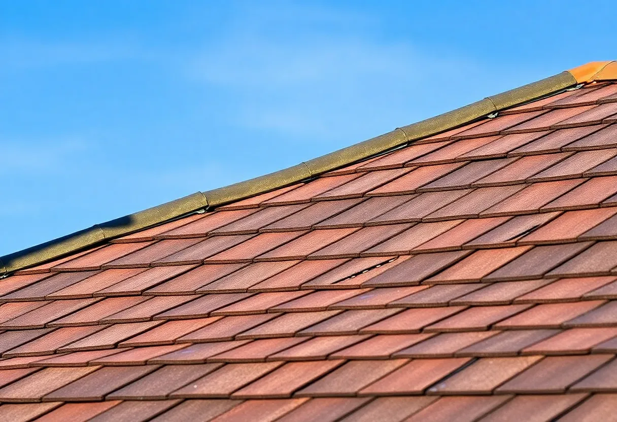 A modern house with a beautifully maintained roof under a clear sky