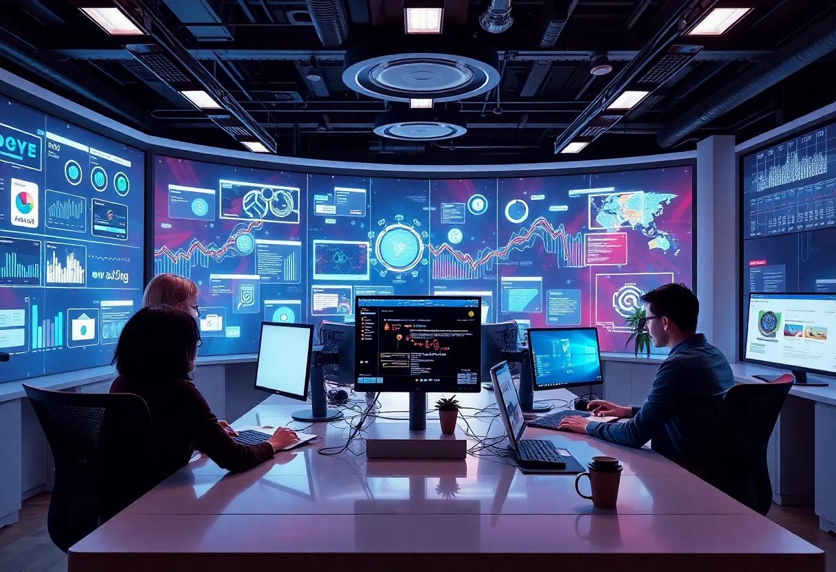 Futuristic workspace showcasing Advolve's digital advertising technology