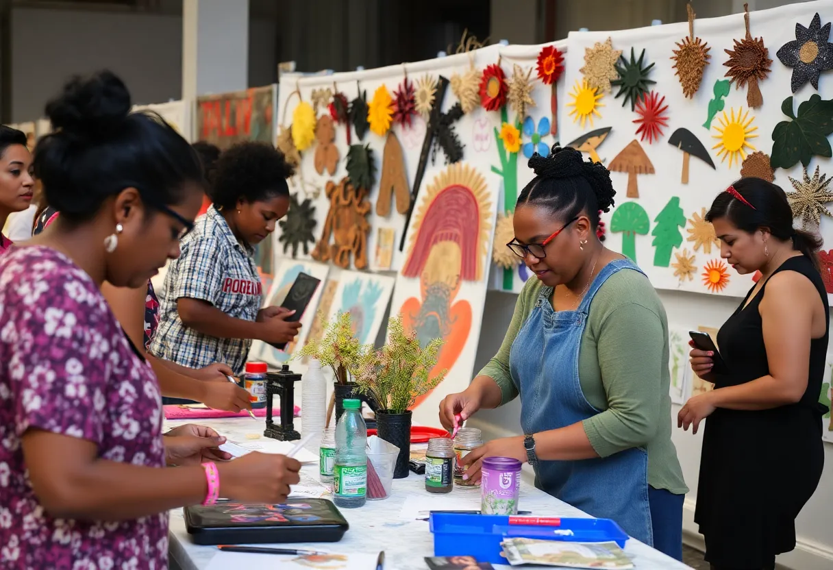 Artists participating in a recovery event after Hurricane Helene.