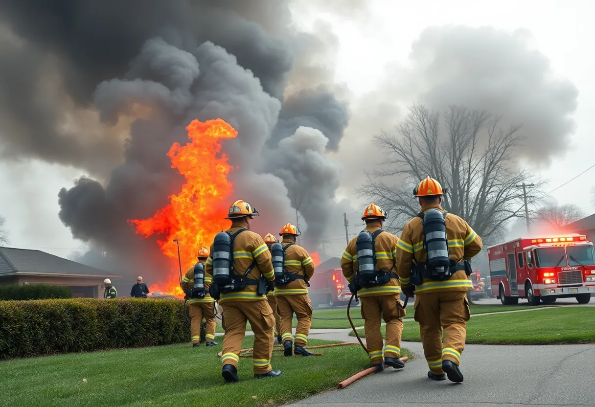 Firefighters battling flames in Beaufort County