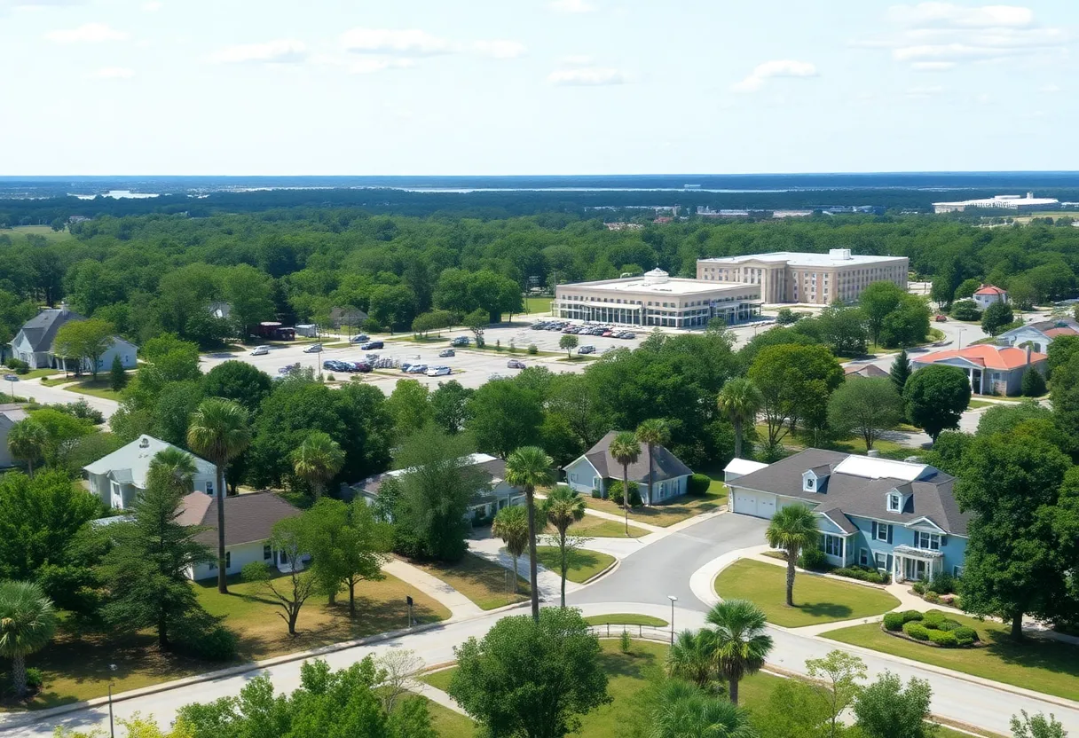 A peaceful landscape of Bluffton SC with healthcare construction proposals in the background.