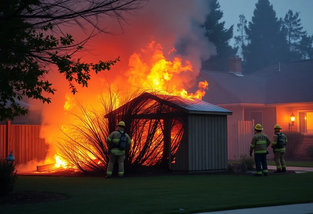 Firefighters battling a brush fire in Burton SC