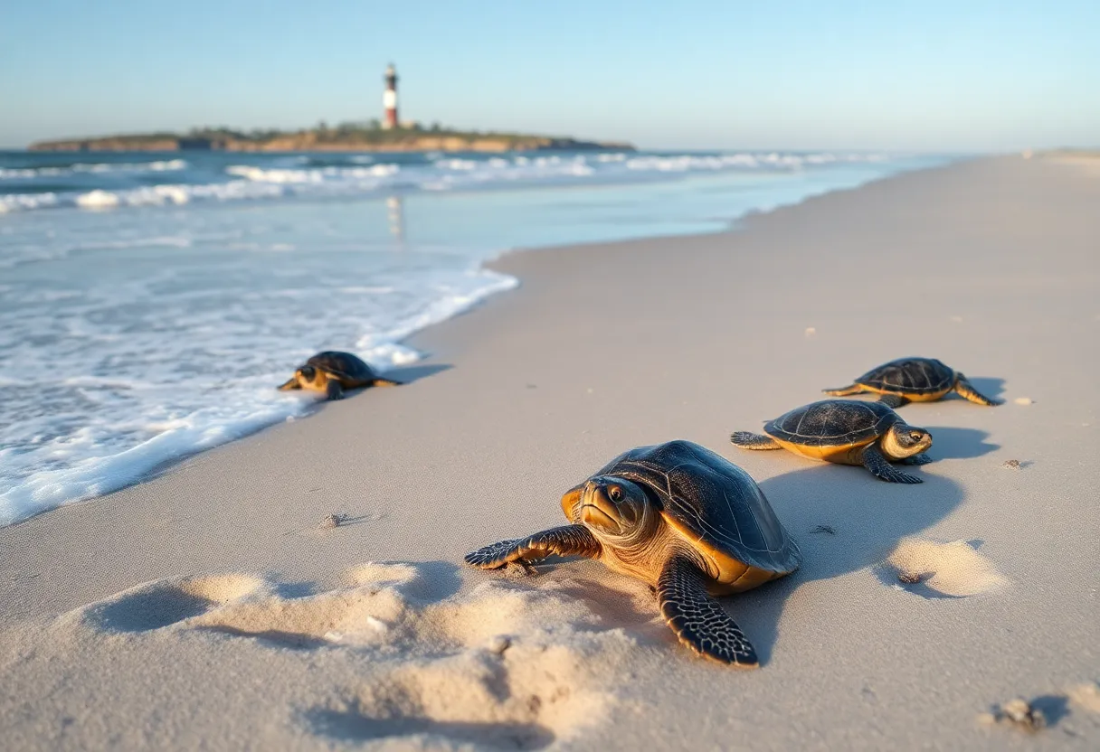 Chilly beach scene on Hilton Head Island with cold weather effects on marine life