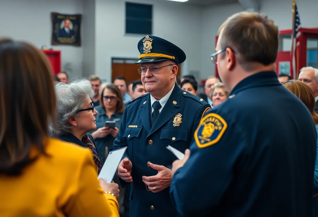 Community members celebrating the retirement of Battalion Chief Derek Franks