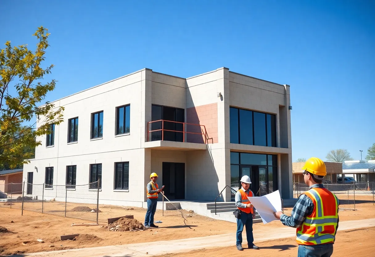 A construction site for the Arthur E. Brown Regional Workforce Training Center
