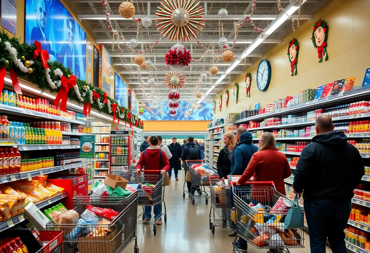 People shopping in a grocery store on New Year's Eve in Hilton Head