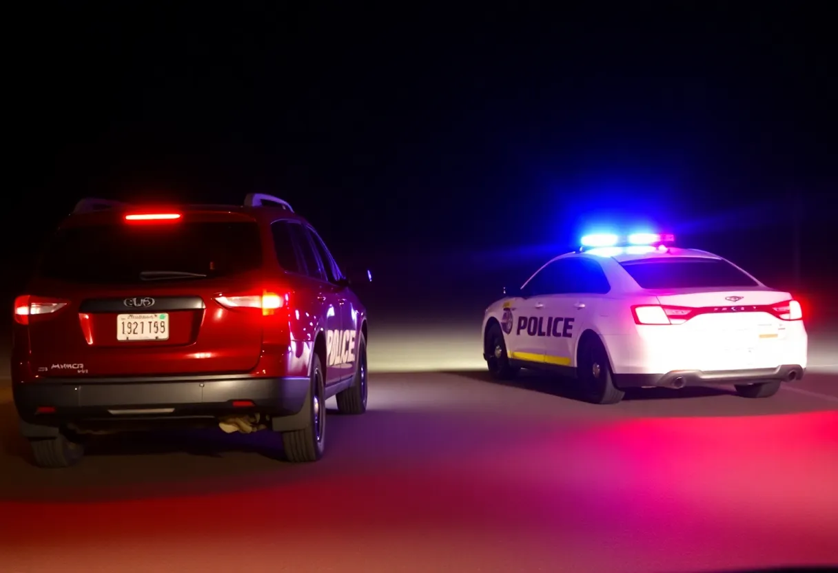 Police traffic stop at night in Hilton Head