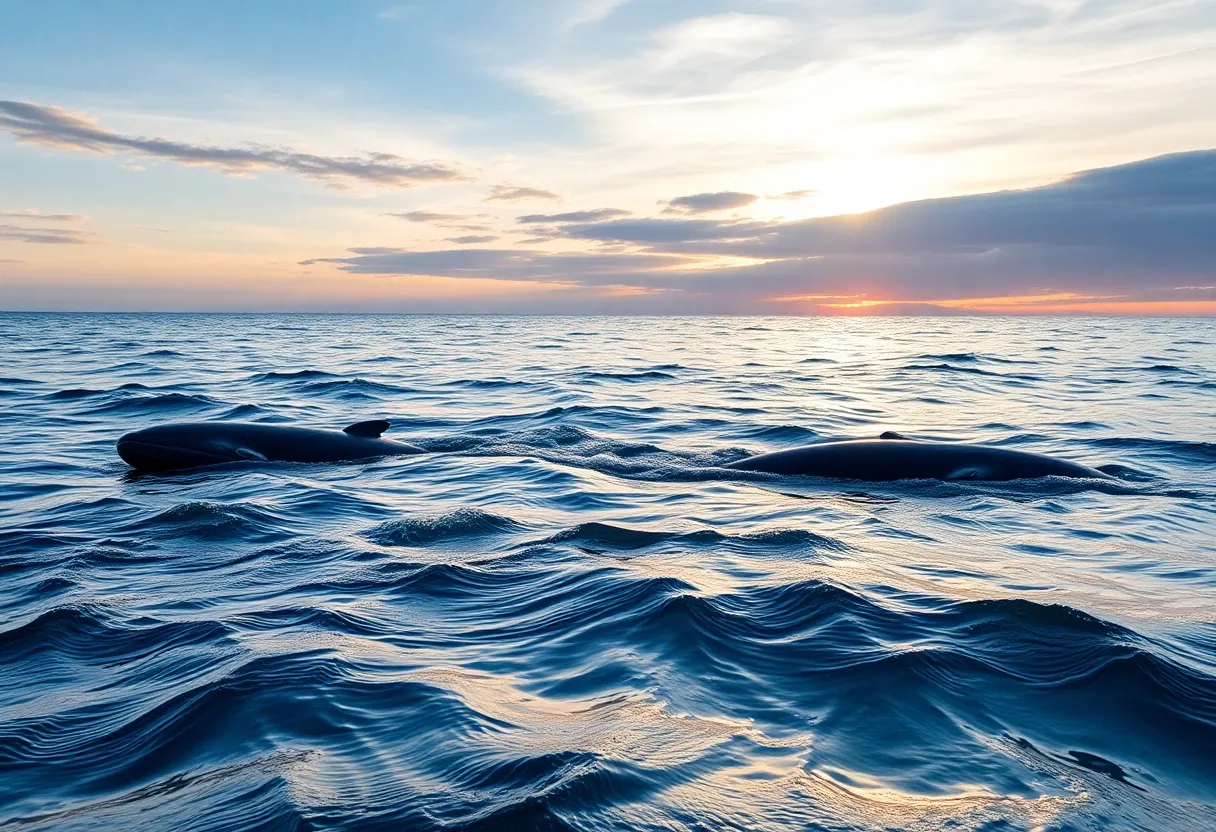 Two melon-headed whales near the coast of Tybee Island, Georgia
