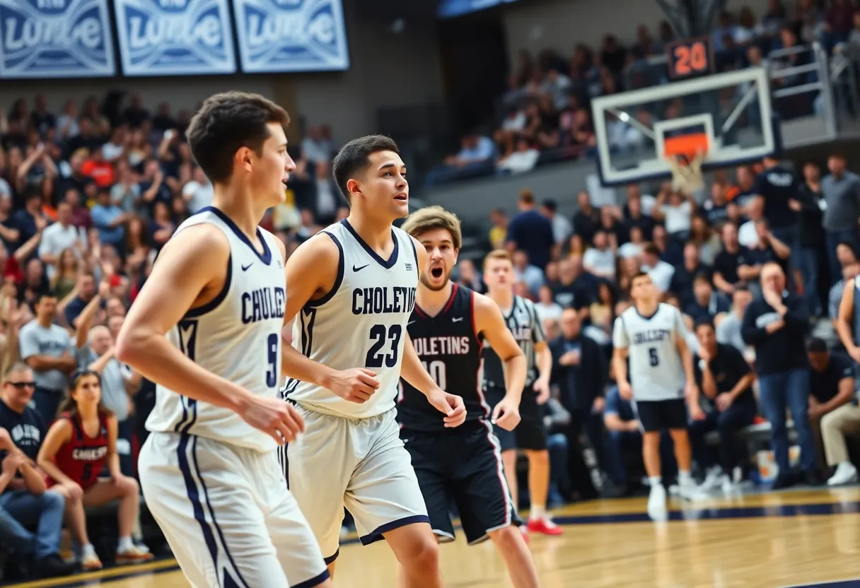 USC Beaufort Men's Basketball Team playing during a game