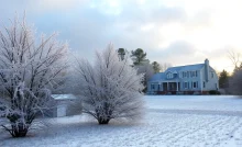 Snowy landscape in the Lowcountry indicating winter storm conditions