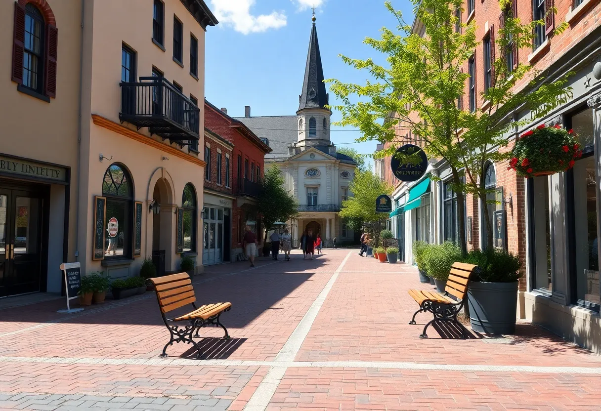Public bench in downtown Beaufort city