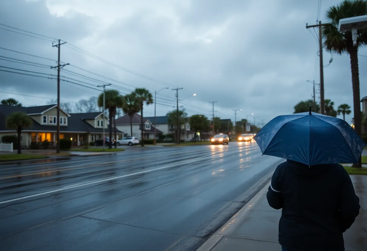 Cold weather in Beaufort County with rain and cloudy skies