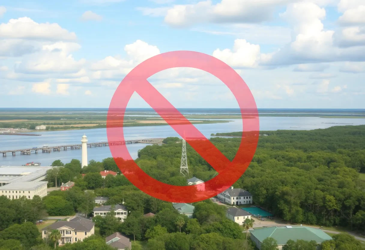 A scenic overlook of Beaufort County illustrating an internet outage scenario.