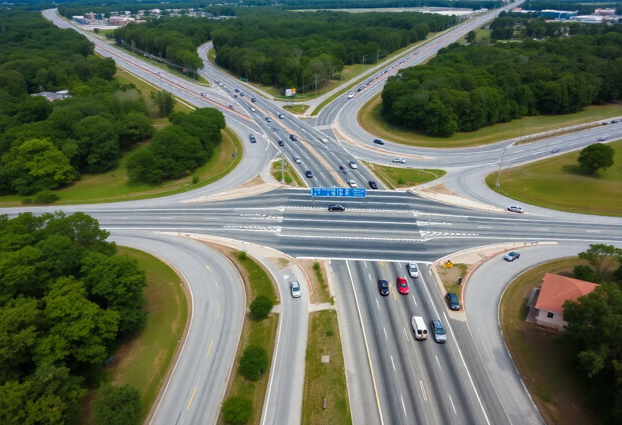 Aerial view showing traffic congestion at U.S. 278 in Beaufort County
