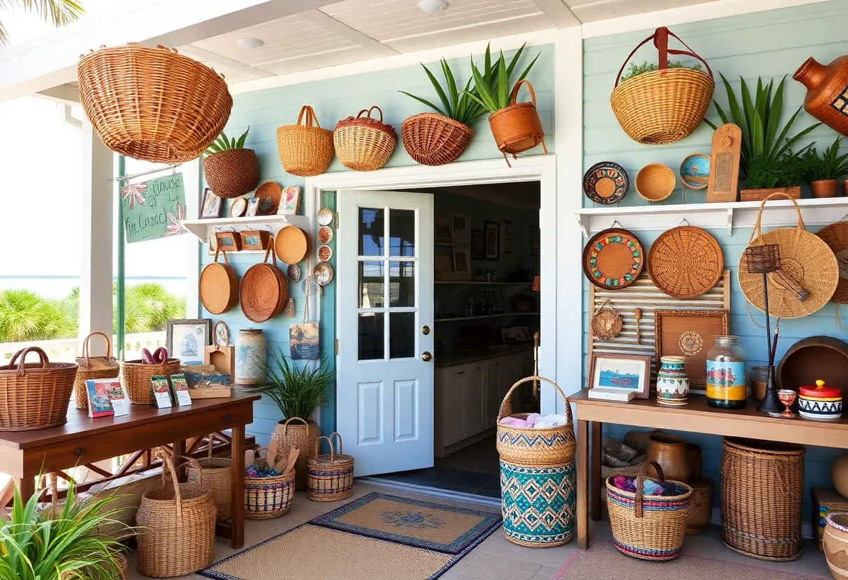 Display of Gullah cultural items at Binya Boutique on Hilton Head Island