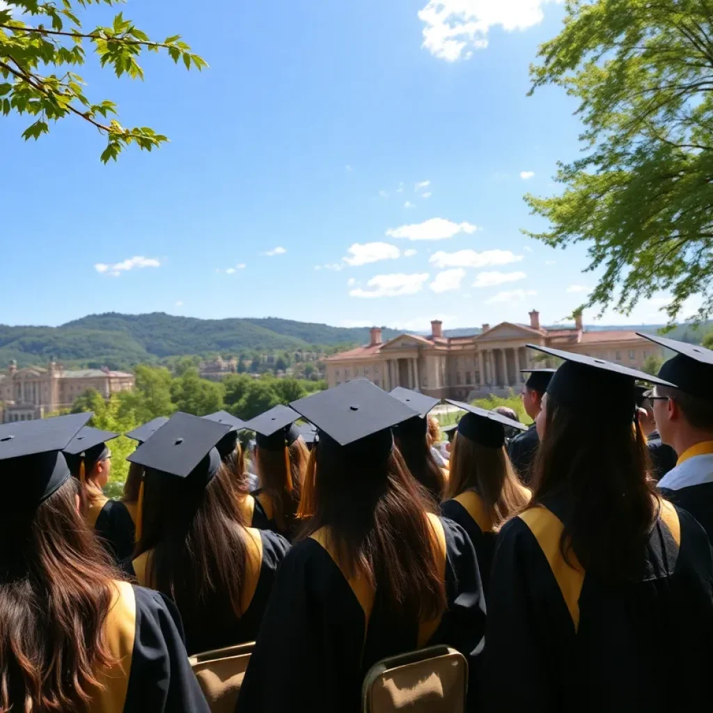 Graduates celebrating at Bluffton University graduation ceremony