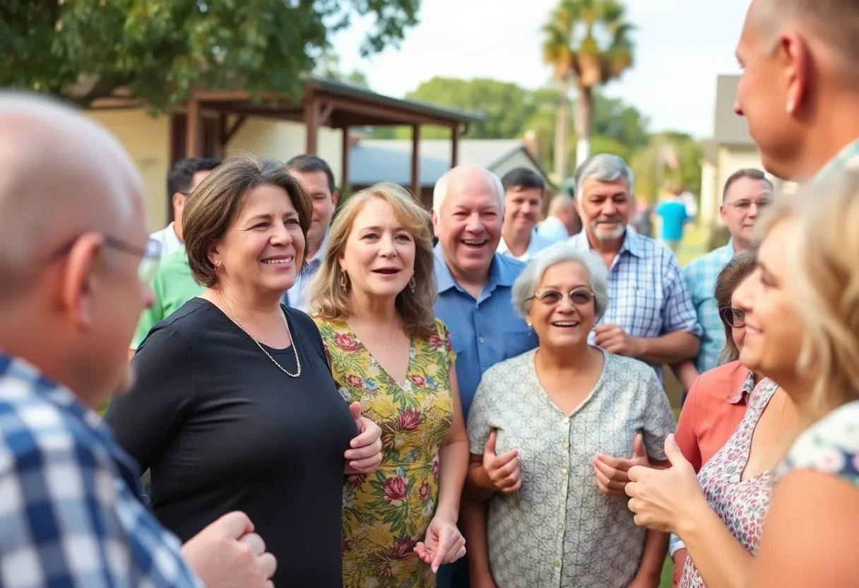 Community members celebrating the safe return of a missing person