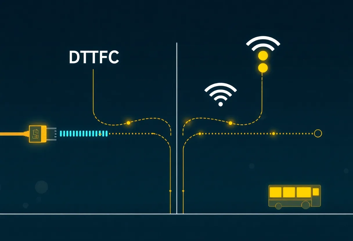 Illustration comparing DTFC with traditional connection methods like Ethernet and Wi-Fi.