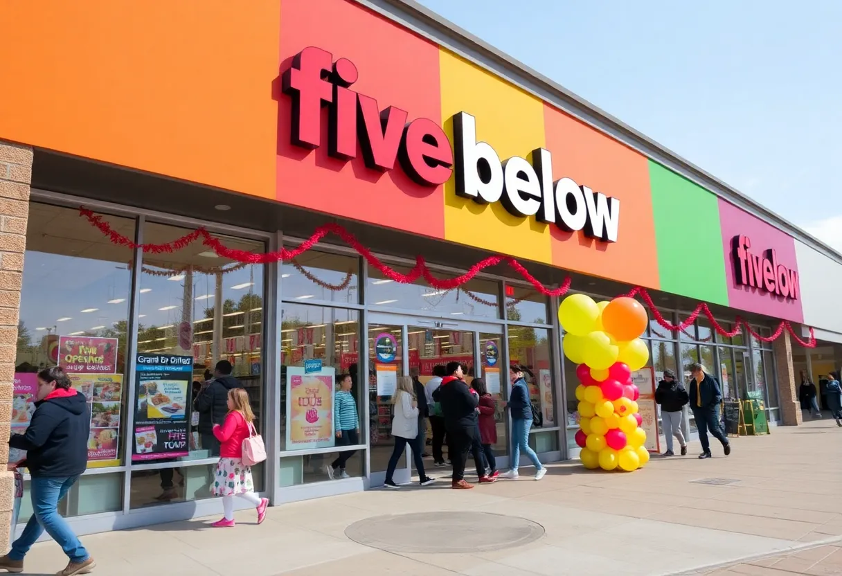 Exterior view of Five Below store in Bluffton with first customers