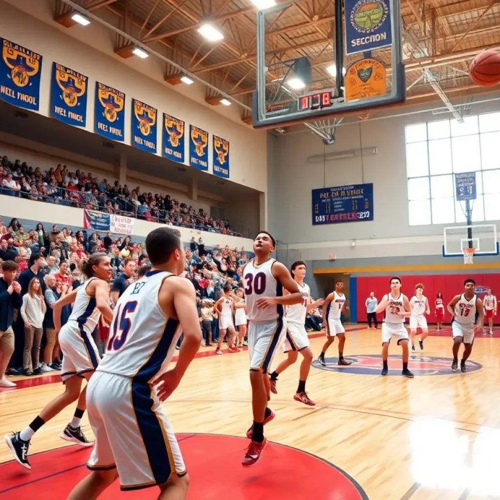 Basketball players competing in a championship game