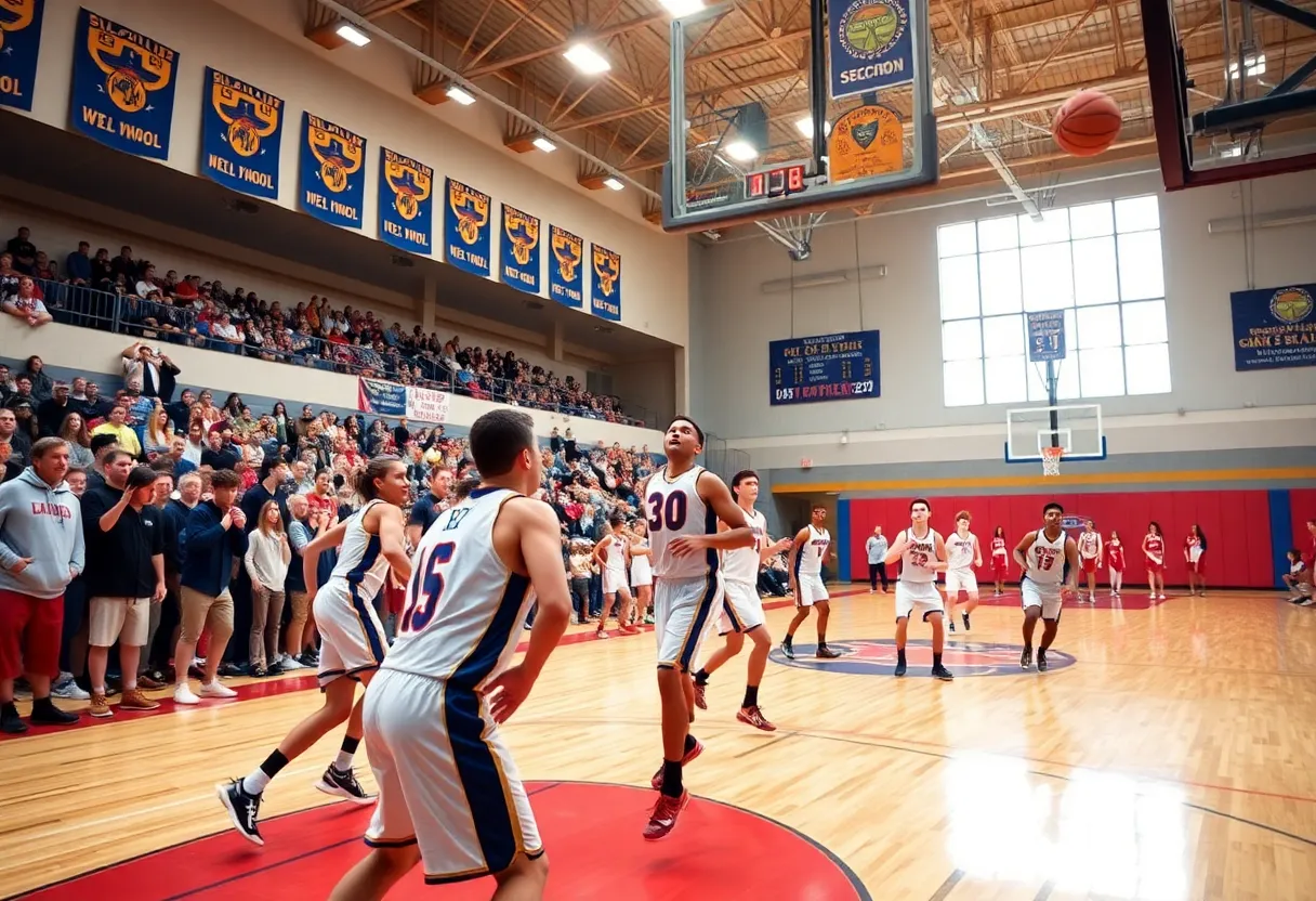 Basketball players competing in a championship game