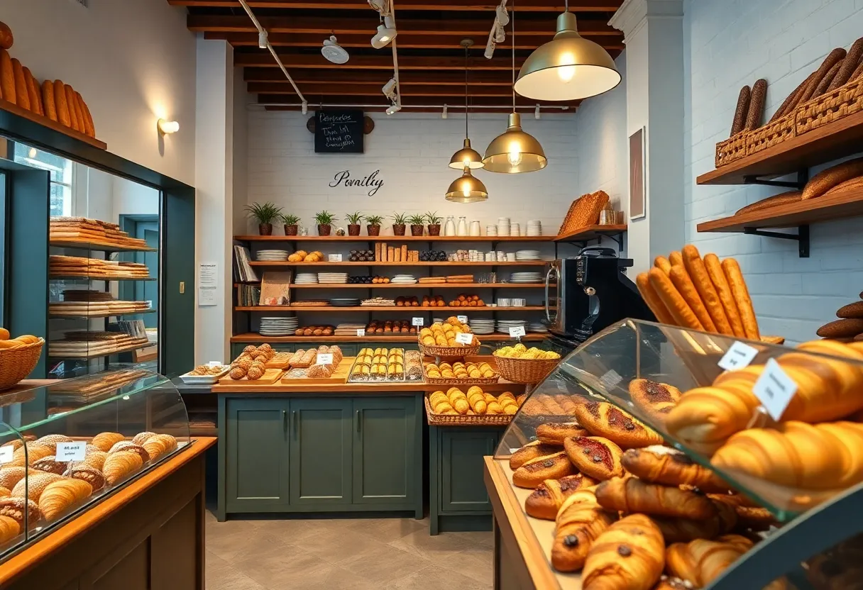 Interior of Le Café Gourmet with French pastries