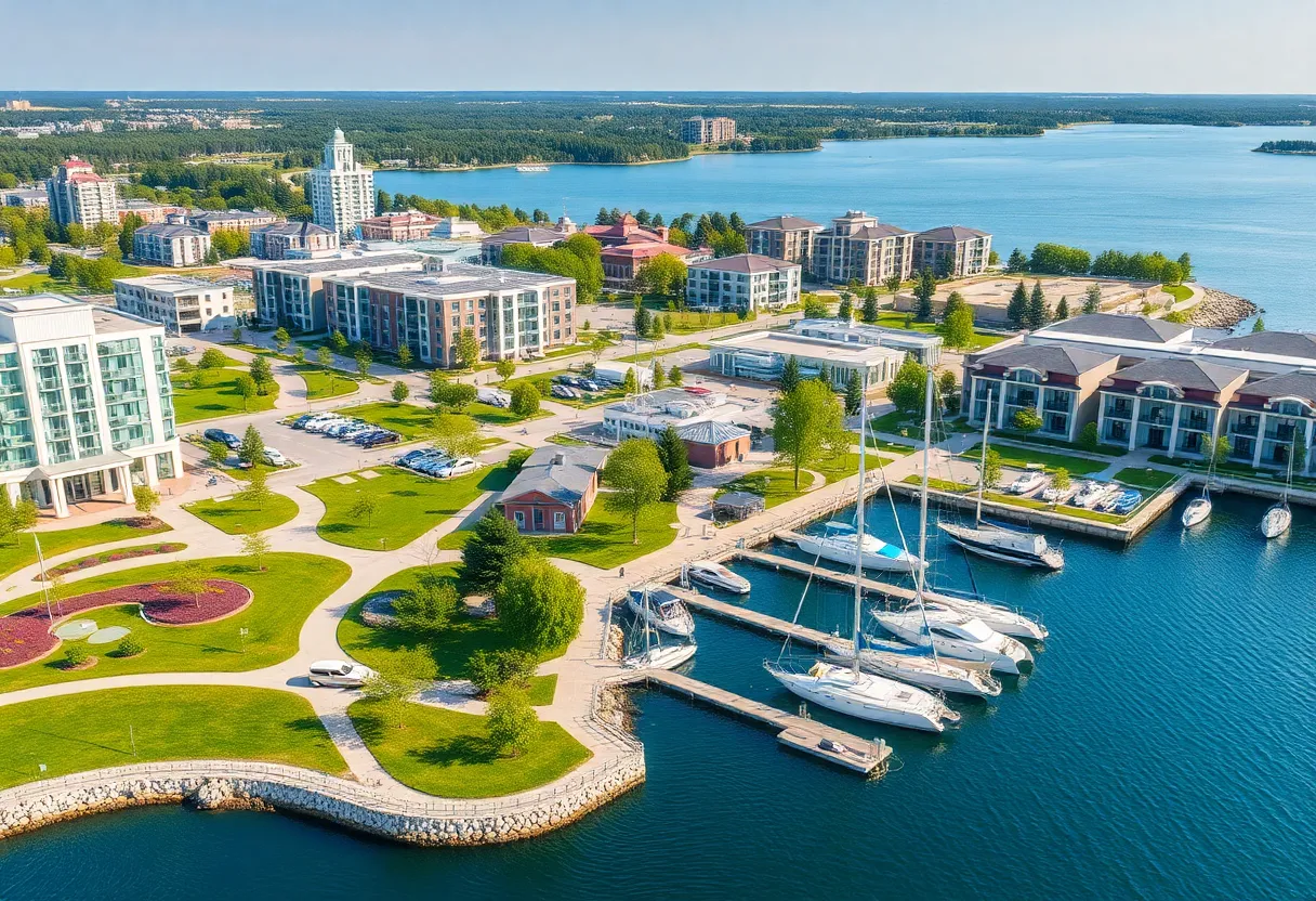 A visual representation of the Port Royal waterfront redevelopment showcasing marinas and public spaces.