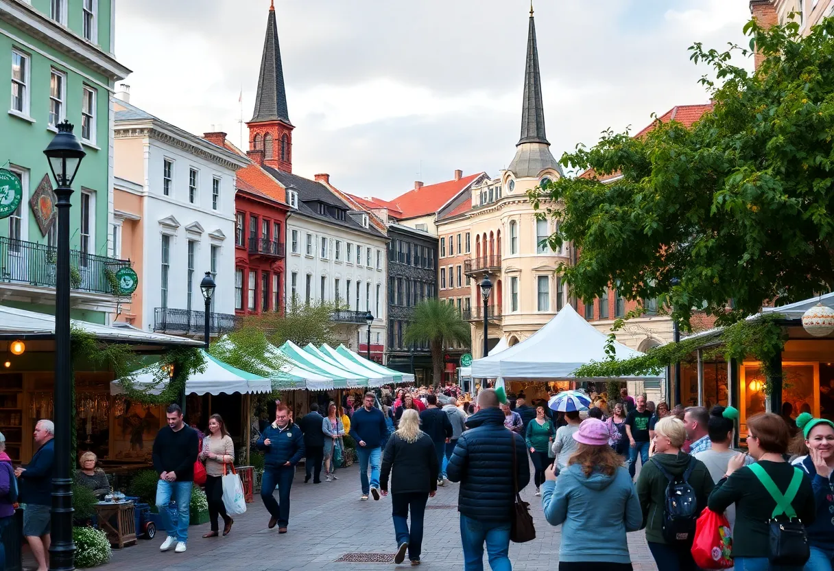 Crowd enjoying Savannah festival with arts and cultural displays