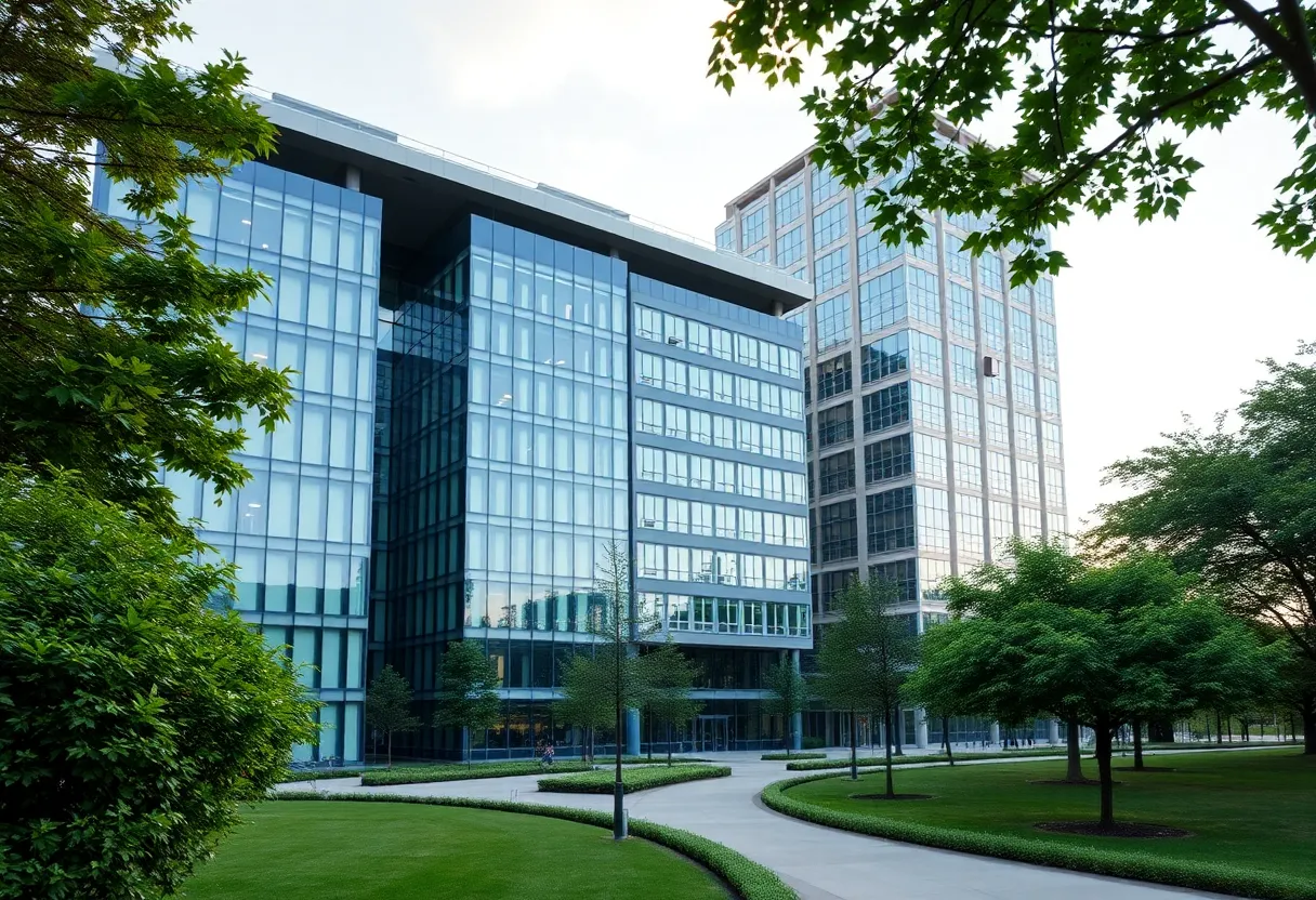 Modern office buildings near Forsyth Park in Savannah