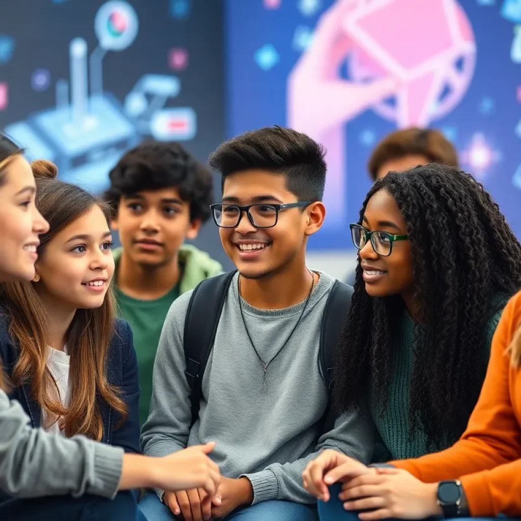 High school students discussing the impact of AI on future jobs