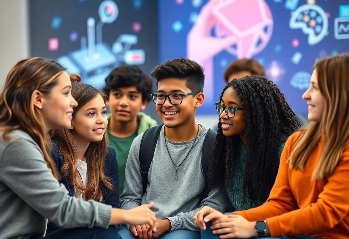 High school students discussing the impact of AI on future jobs