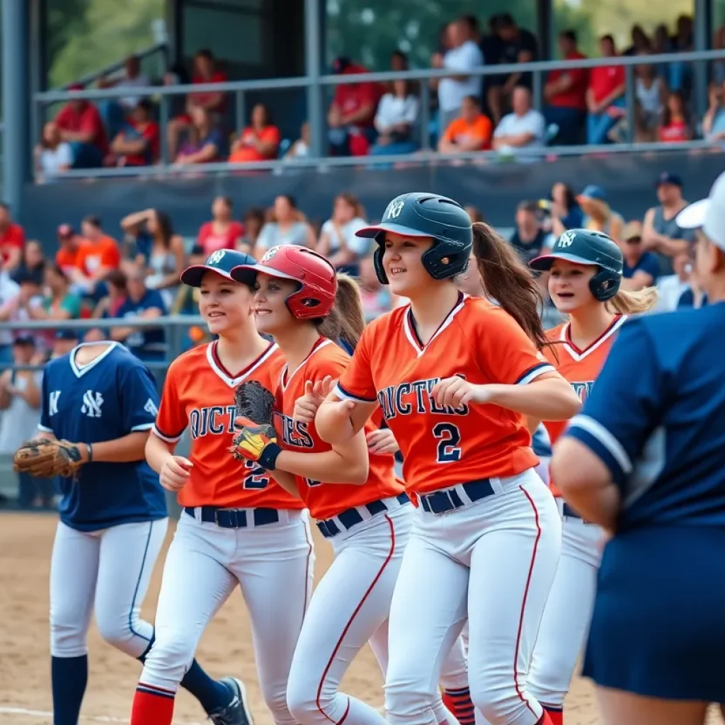 USC Beaufort Softball team competing in a match