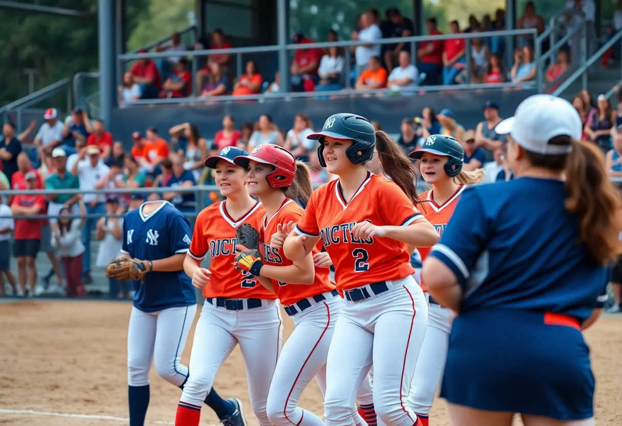 USC Beaufort Softball team competing in a match