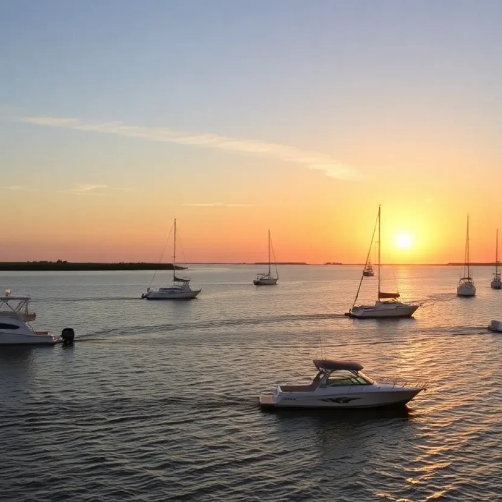 Scenic Beaufort County waterways with boats highlighting safety practices.