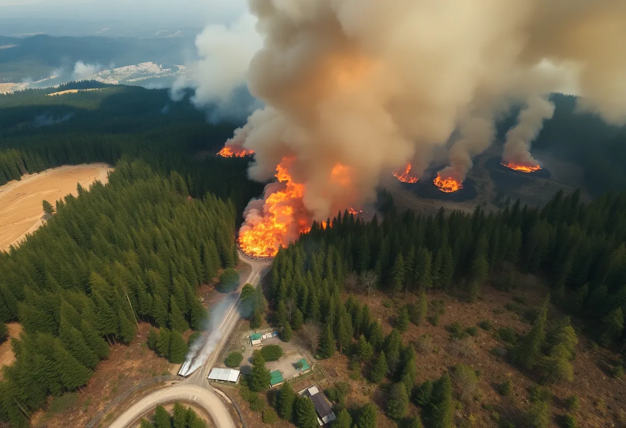 Wildfire burning in the Carolina Forest area near Myrtle Beach