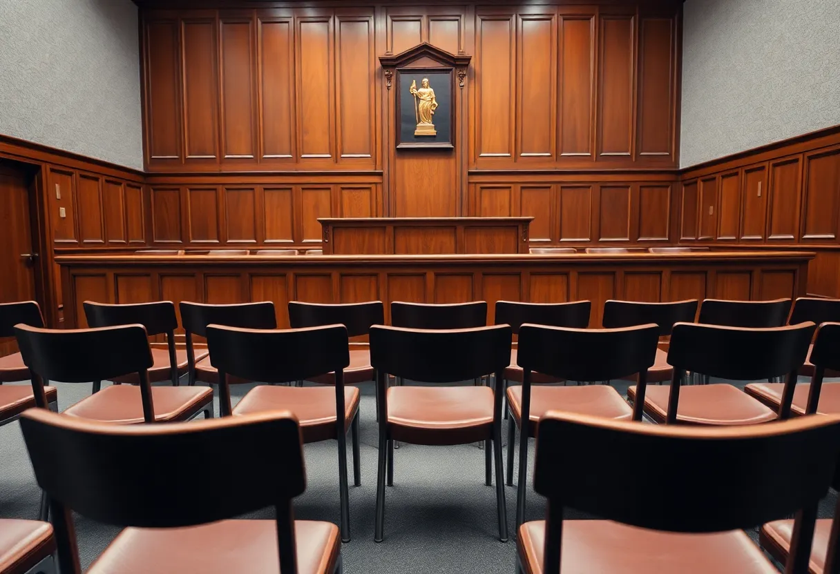 Courtroom representing child abuse case