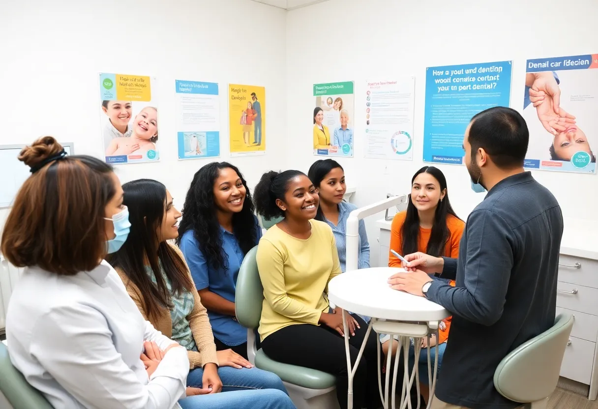 Classroom with dental students and instructor in a dental college setting