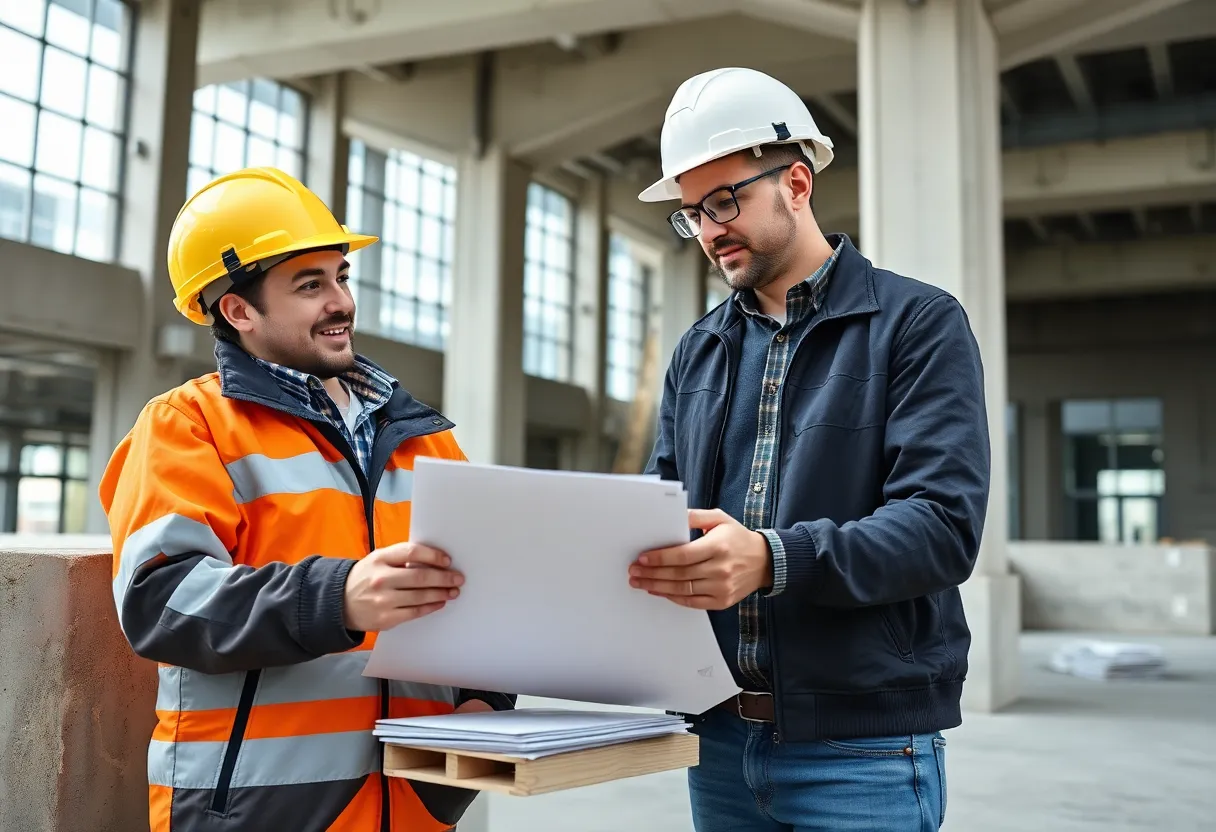 Engineer examining flexible precast connections