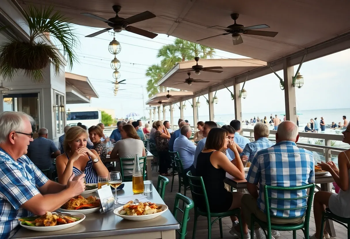 Diners enjoying food in a restaurant on Hilton Head Island