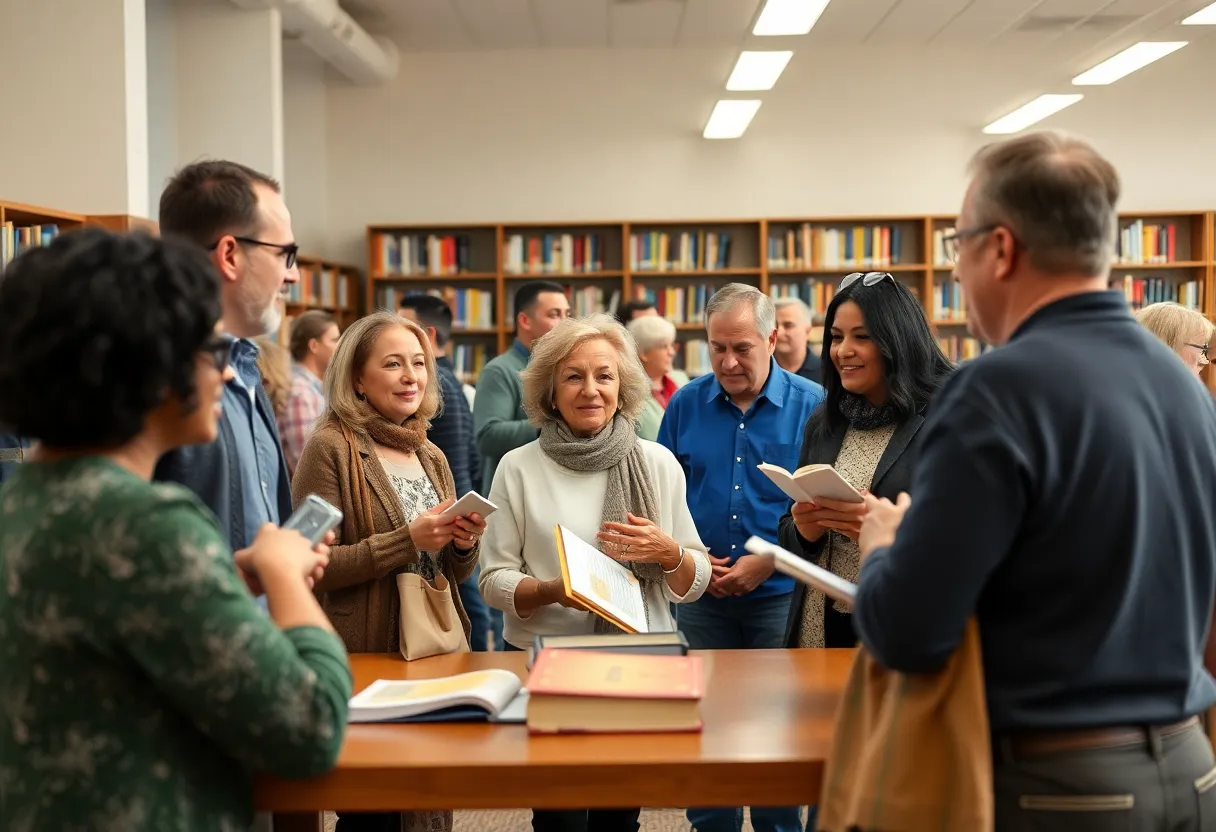 Residents engaged in discussion at a community event