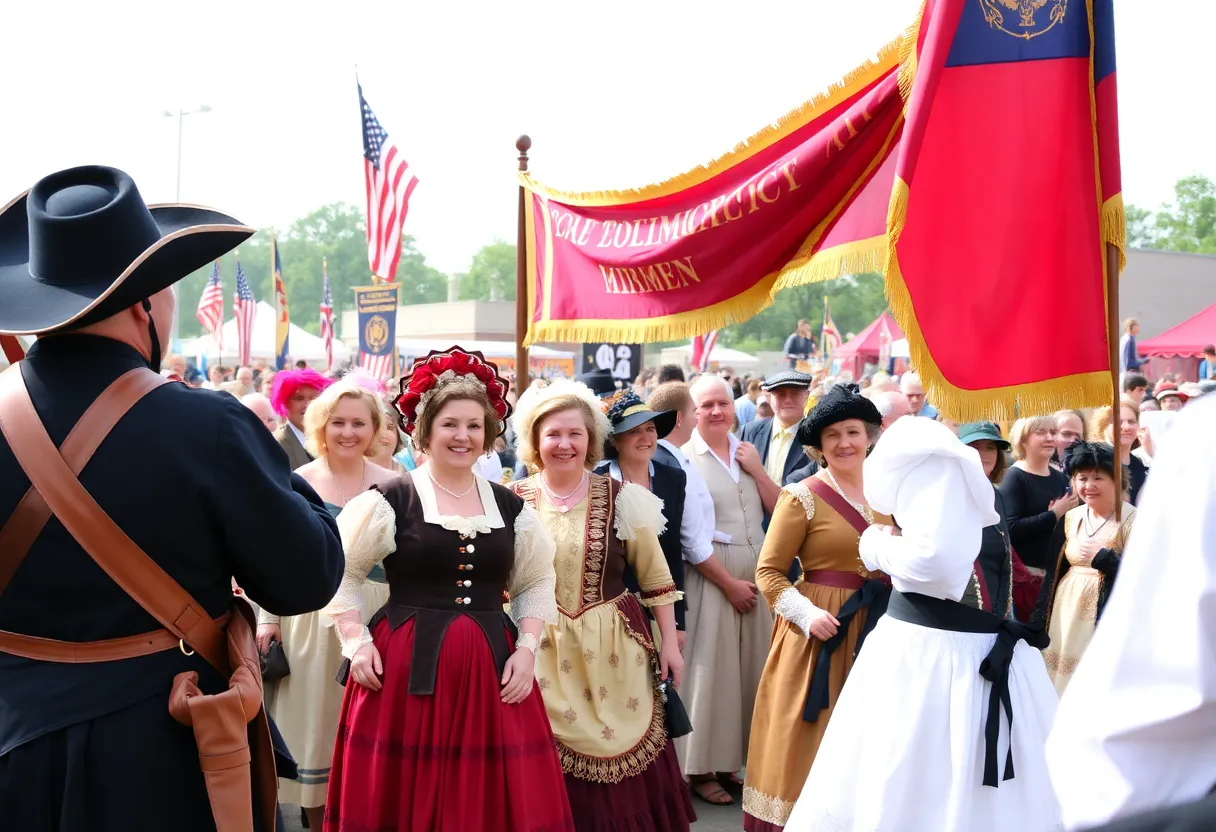 Celebration of Lafayette's visit in Beaufort with historic reenactors.