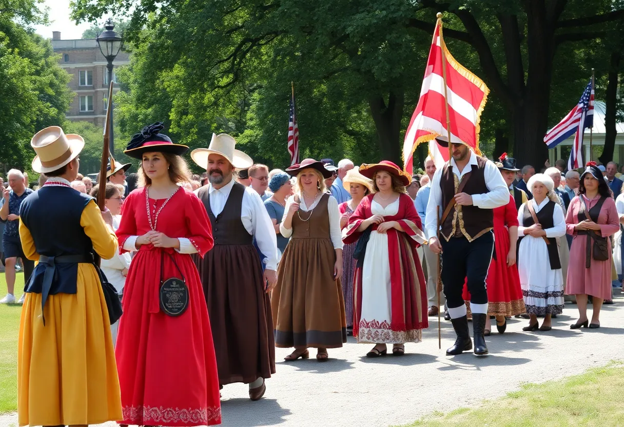 Colonial reenactors celebrating Lafayette's visit in Beaufort