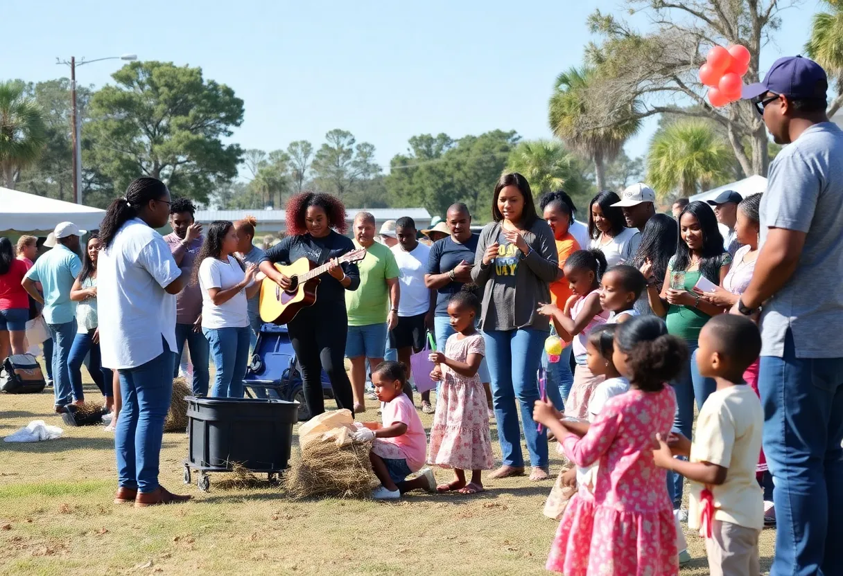Community members participating in local Lowcountry events with families and children enjoying various activities.
