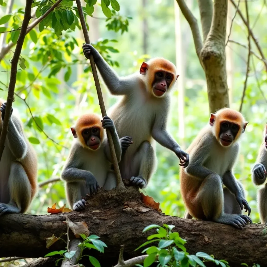 Rhesus Macaque Monkeys in Nature